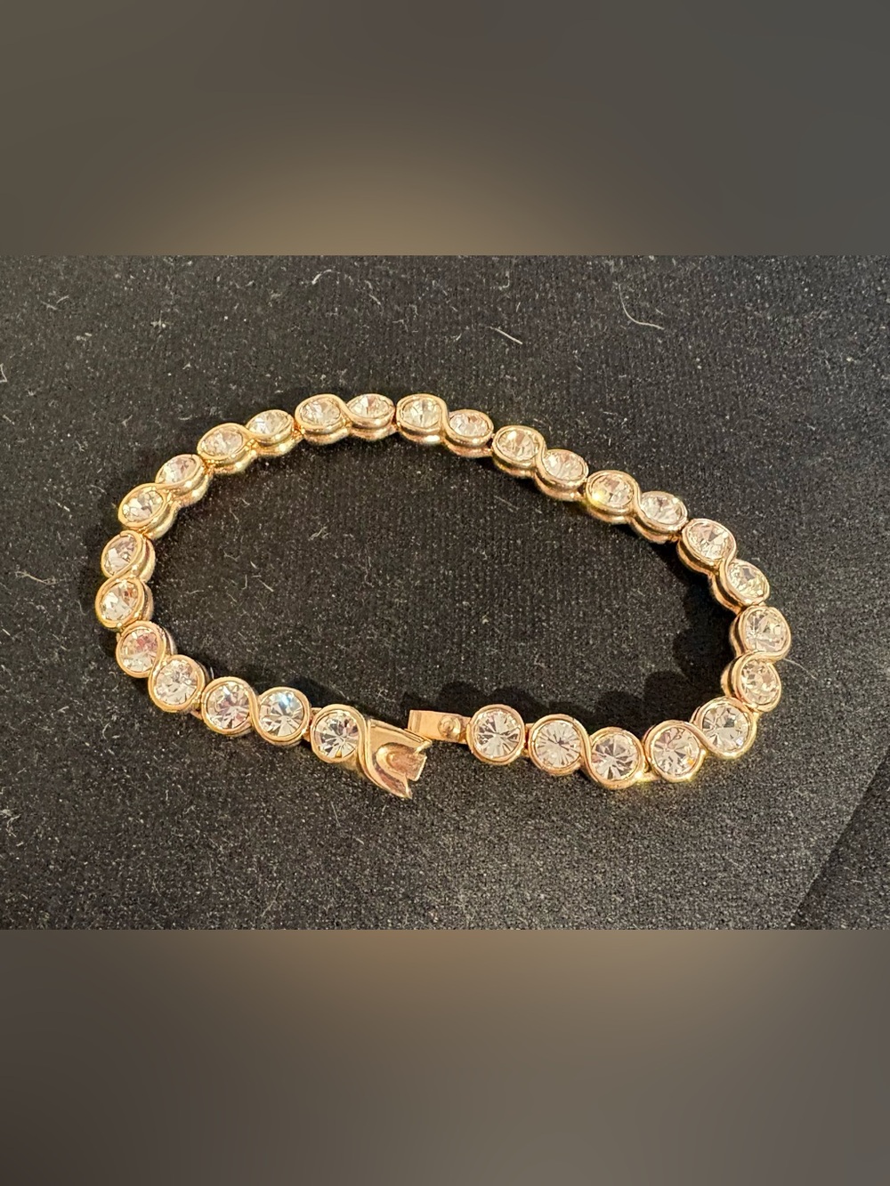 NWOT Rose Gold-Toned Crystal Tennis Box Clasp Bracelet